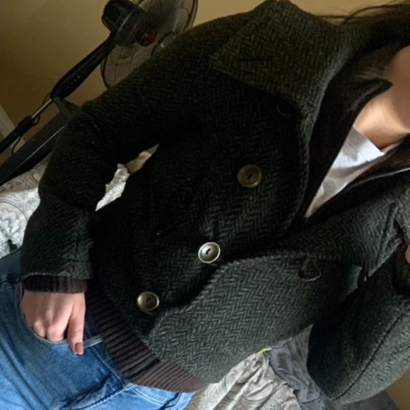 Soia & Kyo Jackets & Blazers - Soia & Kyo cropped green tweed wool peacoat